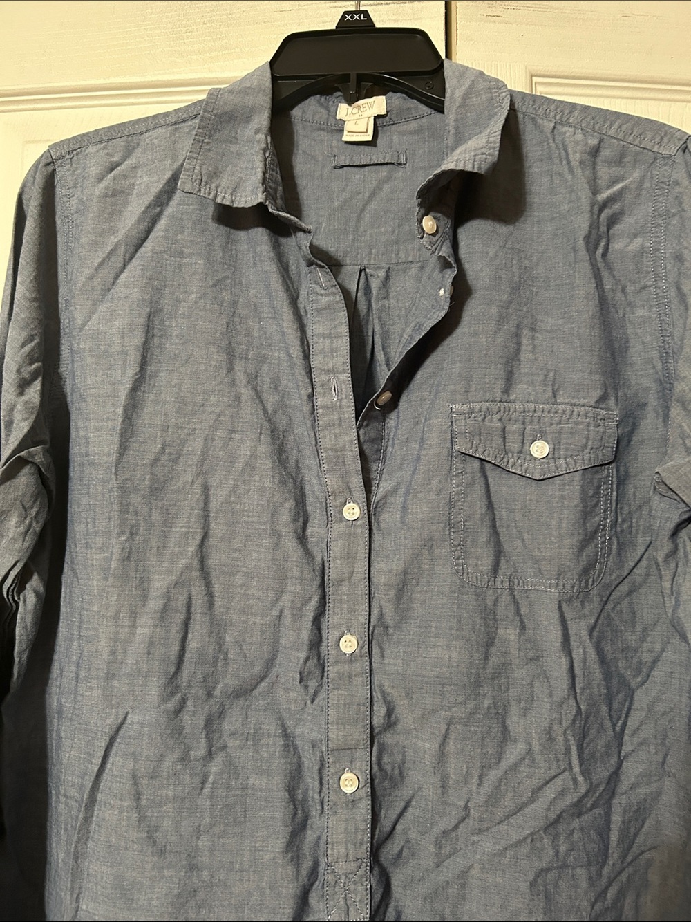 J Crew -LG- Blue - Women’s Lightweight Cotton 3-Button  Long Sleeve Shirt - Picture 5 of 6